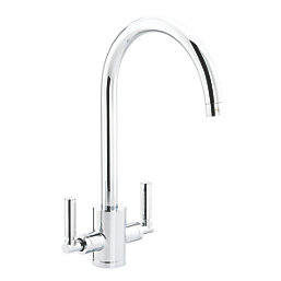 Streame by Abode Brolle Swan Dual-Lever Mono Mixer Kitchen Tap Chrome