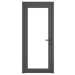 Crystal  Fully Glazed 1-Clear Light Left-Hand Opening Anthracite Grey uPVC Back Door 2090mm x 920mm