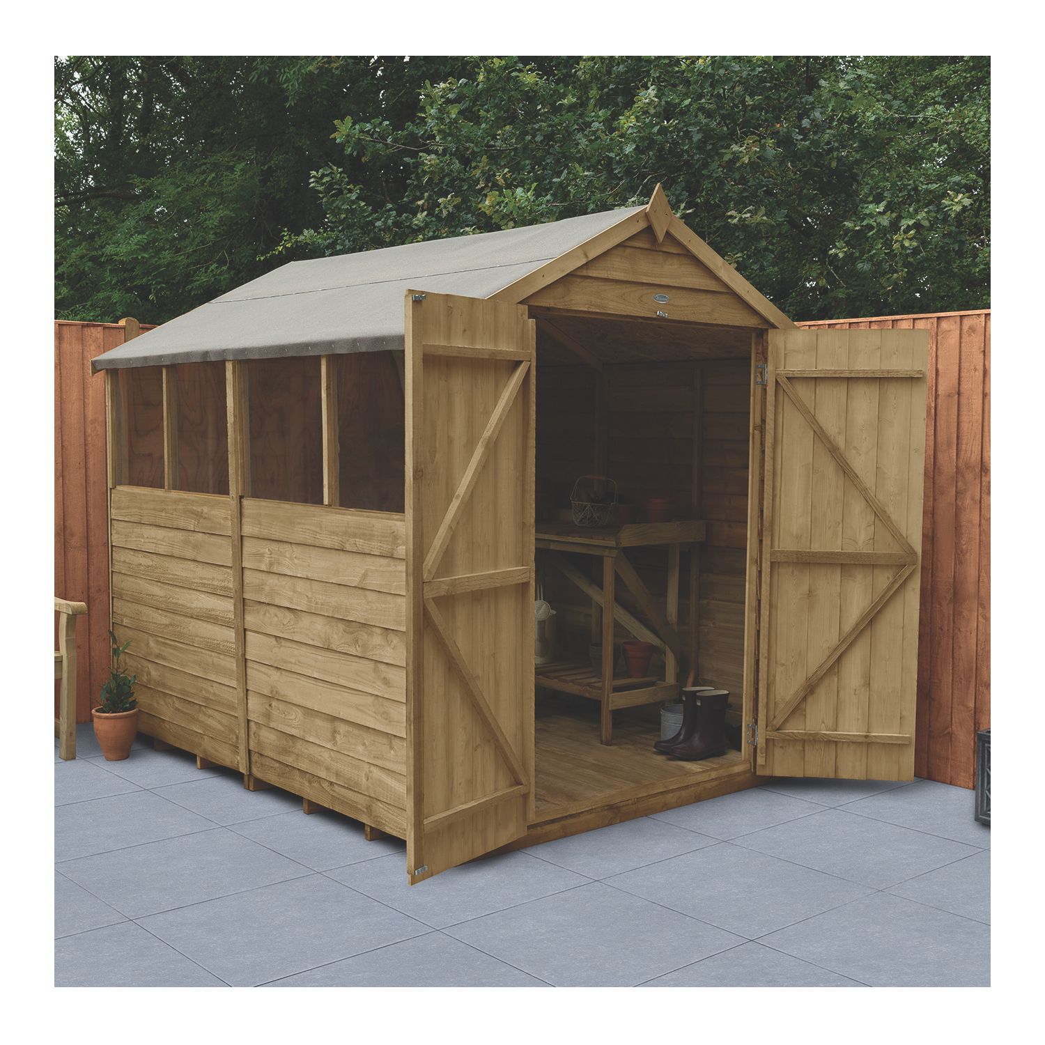 Forest 6' x 8' (Nominal) Apex Overlap Timber Shed with Base (871JR)