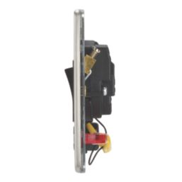 Contactum Lyric 20A 1-Gang DP Control Switch & Flex Outlet Brushed Steel with Neon with Black Inserts