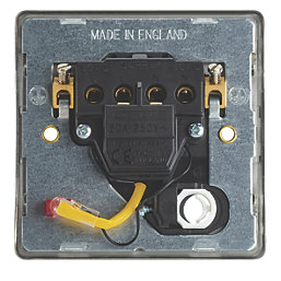 Contactum Lyric 20A 1-Gang DP Control Switch & Flex Outlet Brushed Steel with Neon with Black Inserts