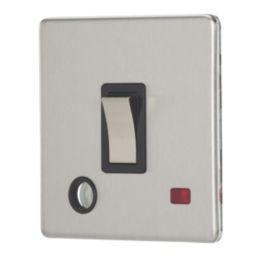 Contactum Lyric 20A 1-Gang DP Control Switch & Flex Outlet Brushed Steel with Neon with Black Inserts