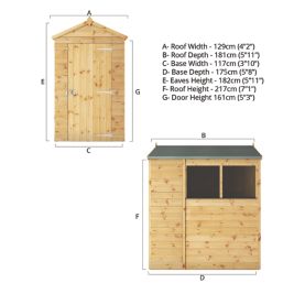 Mercia Modular 4' x 6' (Nominal) Apex Shiplap T&G Timber Shed
