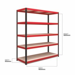 RB Boss  5-Tier Metal Garage Shelving Unit 1600mm x 600mm x 1800mm