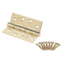 Smith & Locke  Electro Brass Grade 11 Fire Rated Ball Bearing Hinges 102mm x 76mm 3 Pack