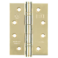 Smith & Locke Electro Brass Grade 11 Fire Rated Ball Bearing Hinge 102 x 76mm 3 Pack
