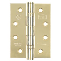Smith & Locke  Electro Brass Grade 11 Fire Rated Ball Bearing Hinges 102mm x 76mm 3 Pack