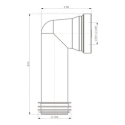 Flomasta  Rigid 90° Angled Pan Connector White 340mm