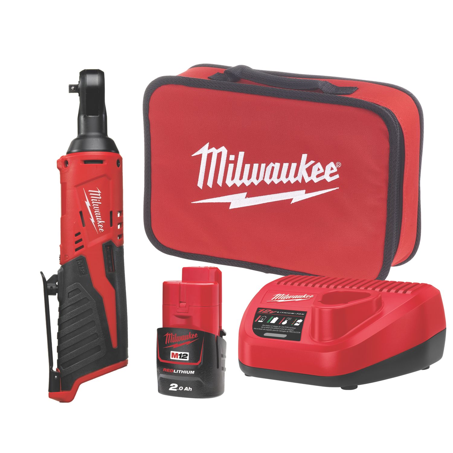 Milwaukee M12 IR-201B1/4 12V 1 x 2.0Ah Li-Ion RedLithium Cordless Sub Compact Ratchet (872GE)