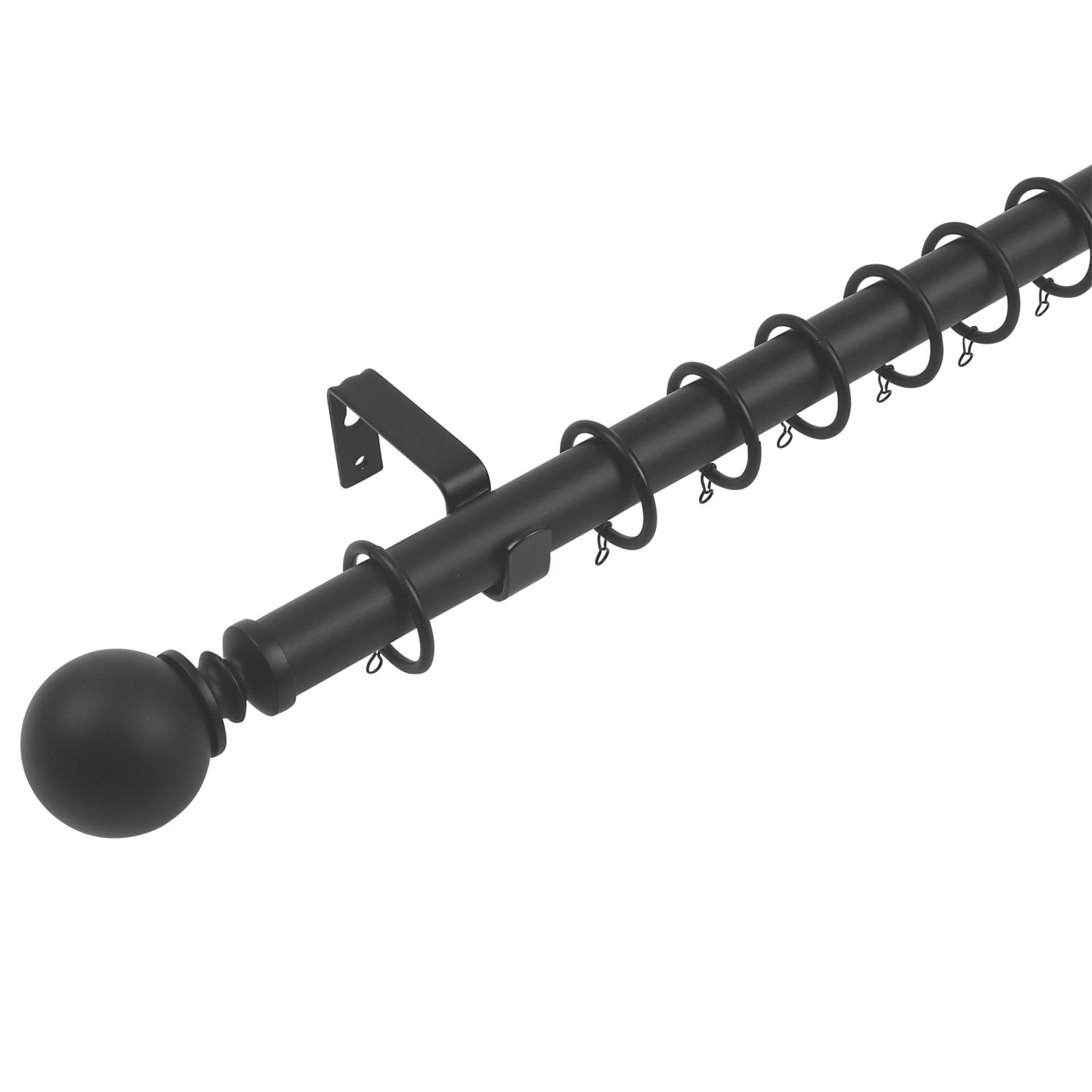 Cooke & Lewis Matt Black Curtain Pole Set 28mm x 1.8 - 3.2m (872JE)