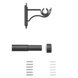 Rothley Matt Black Extendable Curtain Pole w/ Stud Finials 28mm x 71-120cm