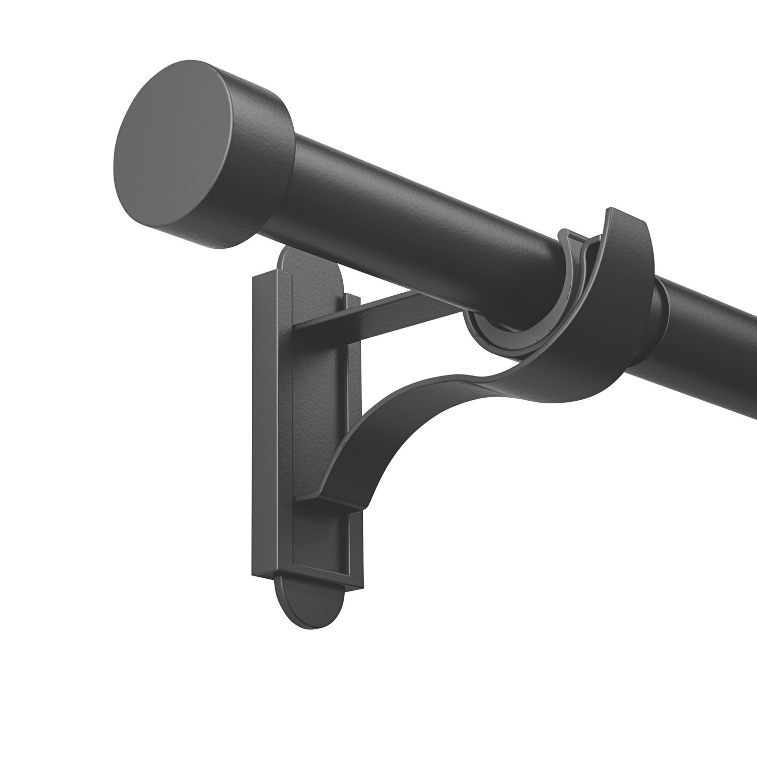 Rothley Matt Black Extendable Curtain Pole w/ Stud Finials 28mm x 71-120cm (872YU)