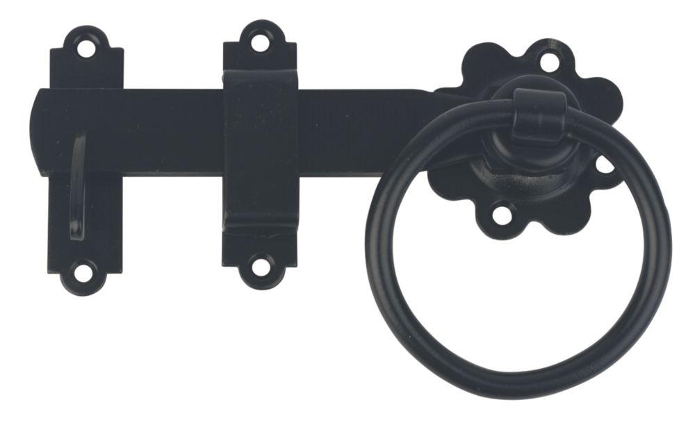 thumbnail image 2 of Perry Heavy Duty Garden Ring Gate Latch – Black 6 Inch/150mm Fence Door Catch Set 2 of 4