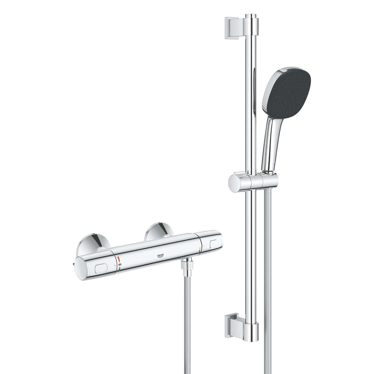 Grohe Precision Trend HP Rear-Fed Exposed Chrome Thermostatic Shower Mixer Set (872YX)