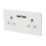 Varilight  13AX 2-Gang Unswitched Socket + 2.1A 2-Outlet Type A USB Charger Ice White with White Inserts