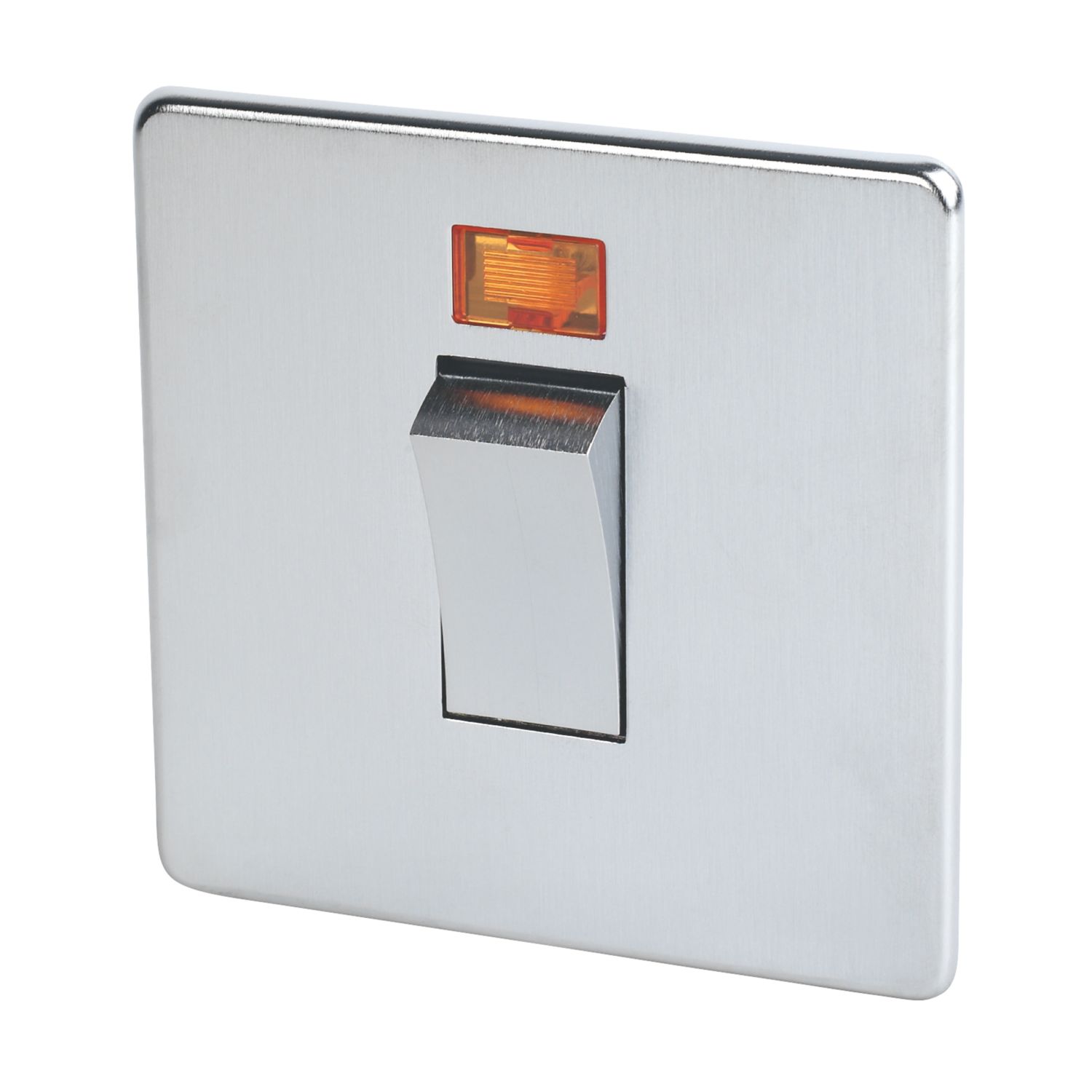 Crabtree Platinum 45A 1-Gang DP Cooker Switch Satin Chrome with Neon (8737H)