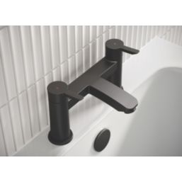 Bristan Apelo Black 135mm Deck Mounted Lever 2 Tap Holes Bath Mixer Tap