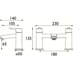 Bristan Apelo Black 135mm Deck Mounted Lever 2 Tap Holes Bath Mixer Tap