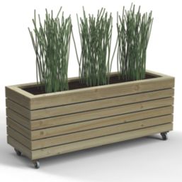 Forest Linear Rectangular Garden Planter with Wheels Natural Timber 1200mm x 400mm x 496mm