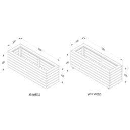 Forest Linear Rectangular Garden Planter with Wheels Natural Timber 1200mm x 400mm x 496mm