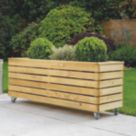Forest Linear Rectangular Garden Planter with Wheels Natural Timber 1200mm x 400mm x 496mm