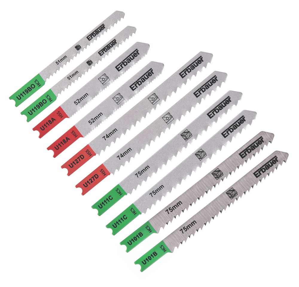 Erbauer MultiMaterial Jigsaw Blades 10 Piece Set Screwfix