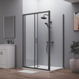 ETAL  Framed Rectangular Sliding Door Shower Enclosure & Tray  Matt Black 1190mm x 890mm x 1940mm