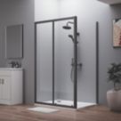 ETAL  Framed Rectangular Sliding Door Shower Enclosure & Tray  Matt Black 1190mm x 890mm x 1940mm