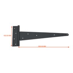 Smith & Locke Black Powder-Coated Tee Hinges 500mm 2 Pack