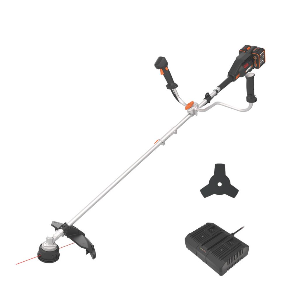Worx WG084E 40V 2 x 4.0Ah Li-Ion PowerShare Pro Brushless Cordless Brushcutter & Line Trimmer