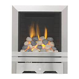 Focal Point Lulworth Stainless Steel Rotary Control Inset Gas Full Depth Fire 480mm x 180mm x 585mm