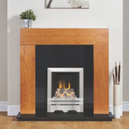 Focal Point Lulworth Stainless Steel Rotary Control Inset Gas Full Depth Fire 480mm x 180mm x 585mm