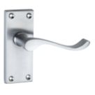Smith & Locke  Fire Rated Latch Door Handles Pair Satin Chrome
