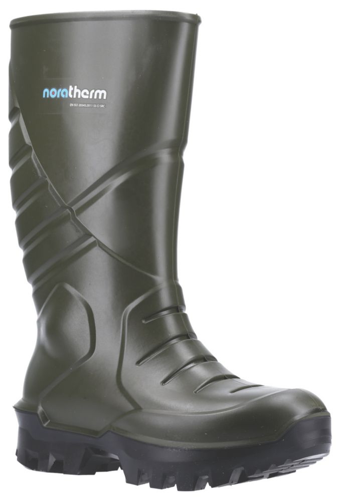 Nora Noratherm S5 Size 12 Green Steel Toe Cap Safety Wellies - Screwfix