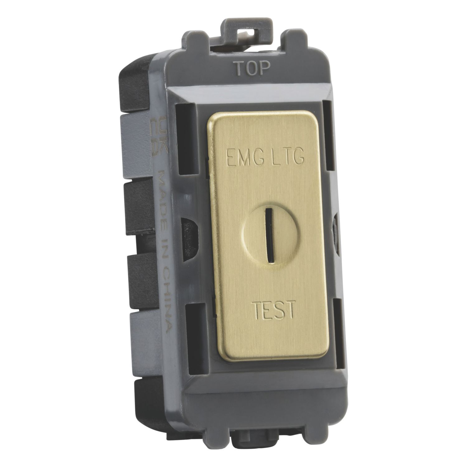 Knightsbridge 20AX Grid DP Emergency Lighting Test Key Switch Brushed Brass (874CR)