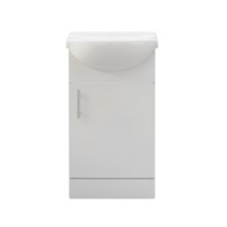 Essentials Idaho Freestanding Vanity Unit with Basin Gloss White 450mm x 370mm x 855mm