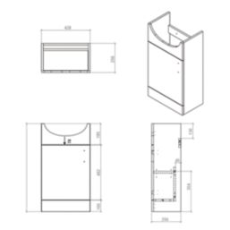 Essentials Idaho Freestanding Vanity Unit with Basin Gloss White 450mm x 370mm x 855mm