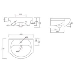 Essentials Idaho Freestanding Vanity Unit with Basin Gloss White 450mm x 370mm x 855mm