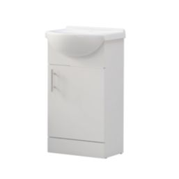 Essentials Idaho Freestanding Vanity Unit with Basin Gloss White 450mm x 370mm x 855mm