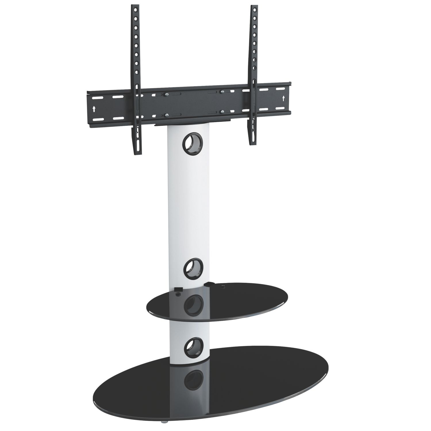 AVF Lugano FSL800LUSW TV Stand Satin White Body/Black Glass (874HP)
