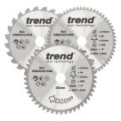 Trend  Wood/Chipboard/MDF Mitre Saw Blades 216mm x 30mm 24/48/60T 3 Pack