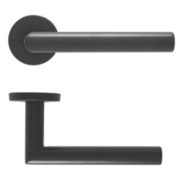 Eclipse Insignia Mitred Fire Rated Lever on Rose Door Handle Pair Matt Black