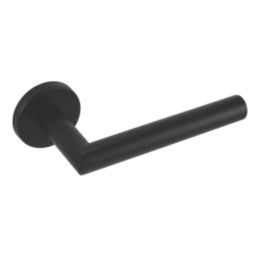 Eclipse Insignia Mitred Fire Rated Lever on Rose Door Handle Pair Matt Black