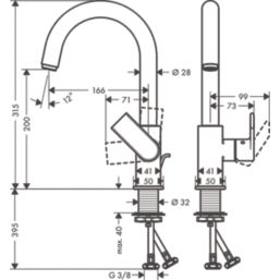 Hansgrohe Vernis Shape 200 Chrome 315mm Tall Lever Mono Basin Mixer Tap