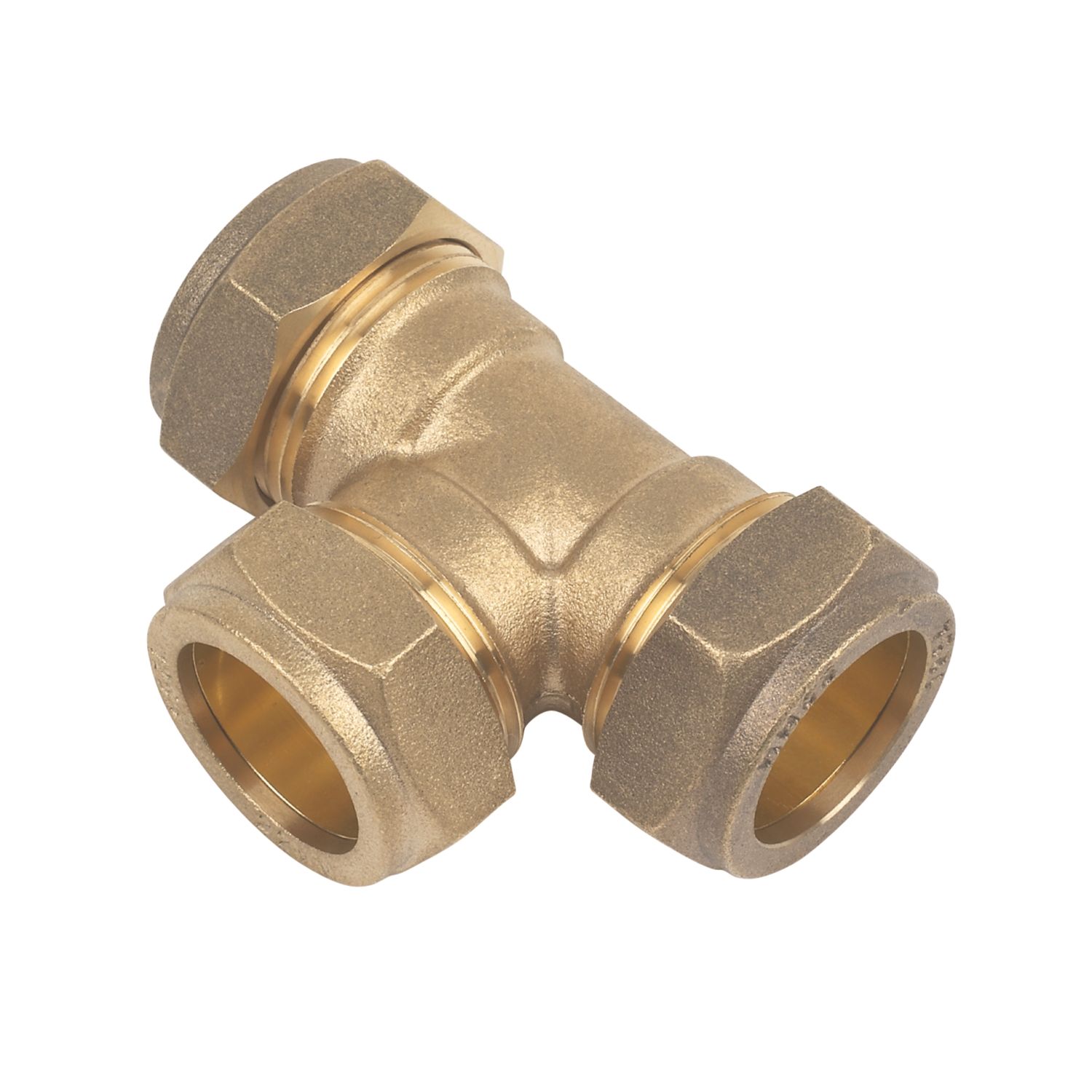 Flomasta Brass Compression Equal Tees 22mm 2 Pack (87533)