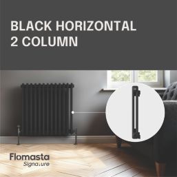 Flomasta 600mm x 605mm 2089BTU Black Square 2 Column Radiator