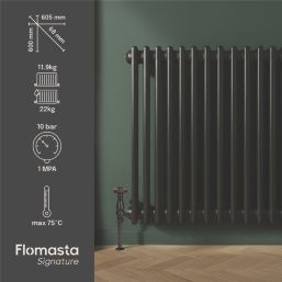 Flomasta 600mm x 605mm 2089BTU Black Square 2 Column Radiator