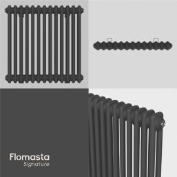 Flomasta 600mm x 605mm 2089BTU Black Square 2 Column Radiator