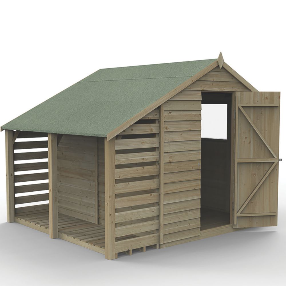 Forest 4Life 6' x 8' (Nominal) Apex Overlap Timber Shed with Lean-To ...