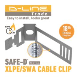 D-Line Safe-D Fire Rated Adjustable Clips 16-21mm² Silver 20 Pack